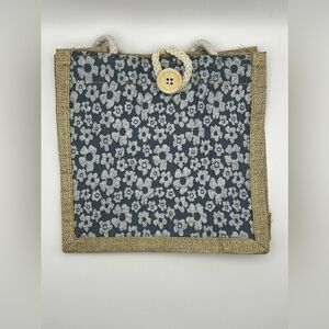 Blue Floral Reusable Mini Tote Bag